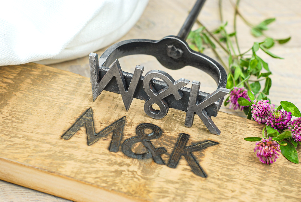 Monogram Branding Iron  Customized Wood Wedding Brand — Black Dog Ironworks