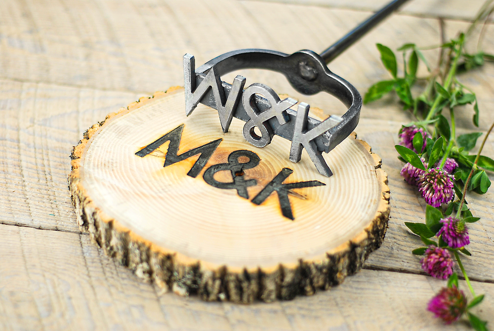 Monogram Branding Iron | Customized Wood Wedding Brand — Black Dog Ironworks