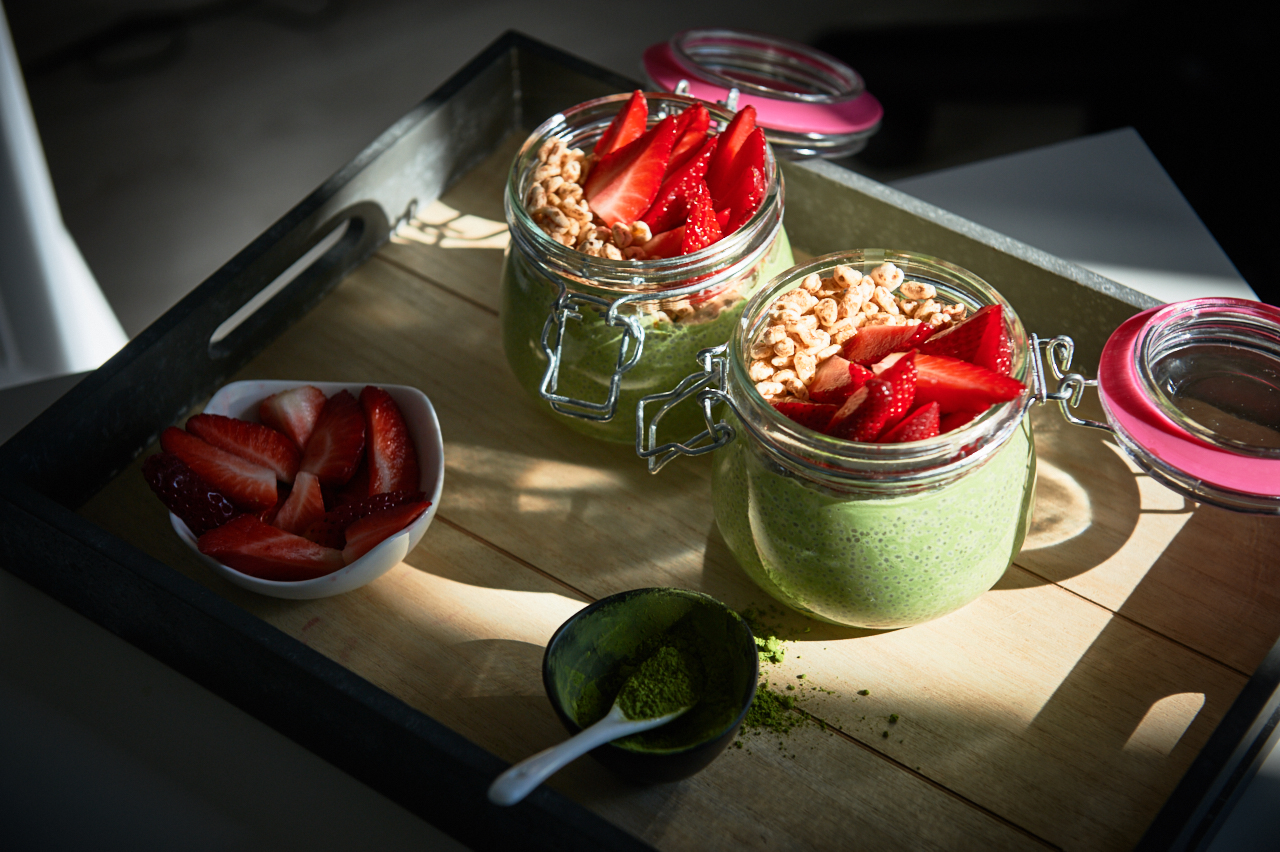 Gotowy Chia Matcha Pudding
