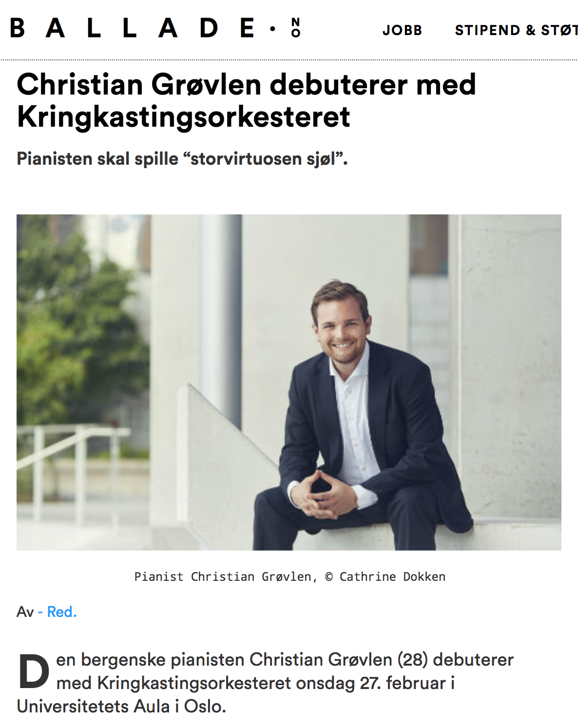 CHRISTIAN GRØVLEN DEBUTERER MED KRINGKASTINGSORKESTERET