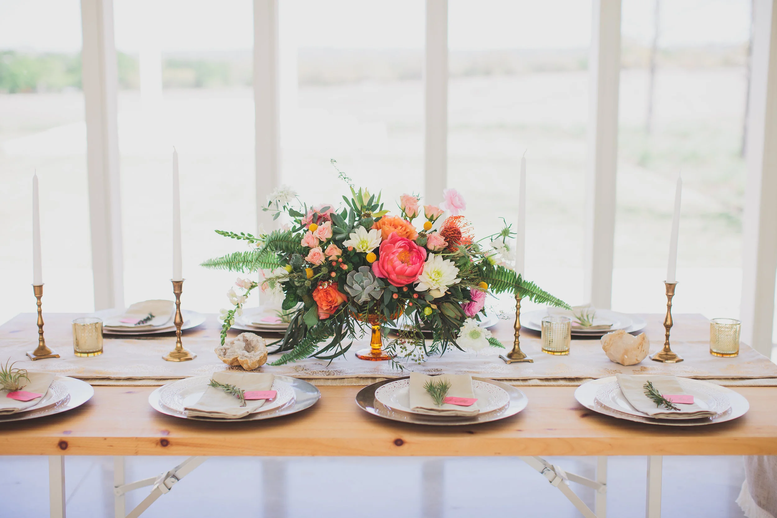 Vintage and neutral vibes with a pop of color.