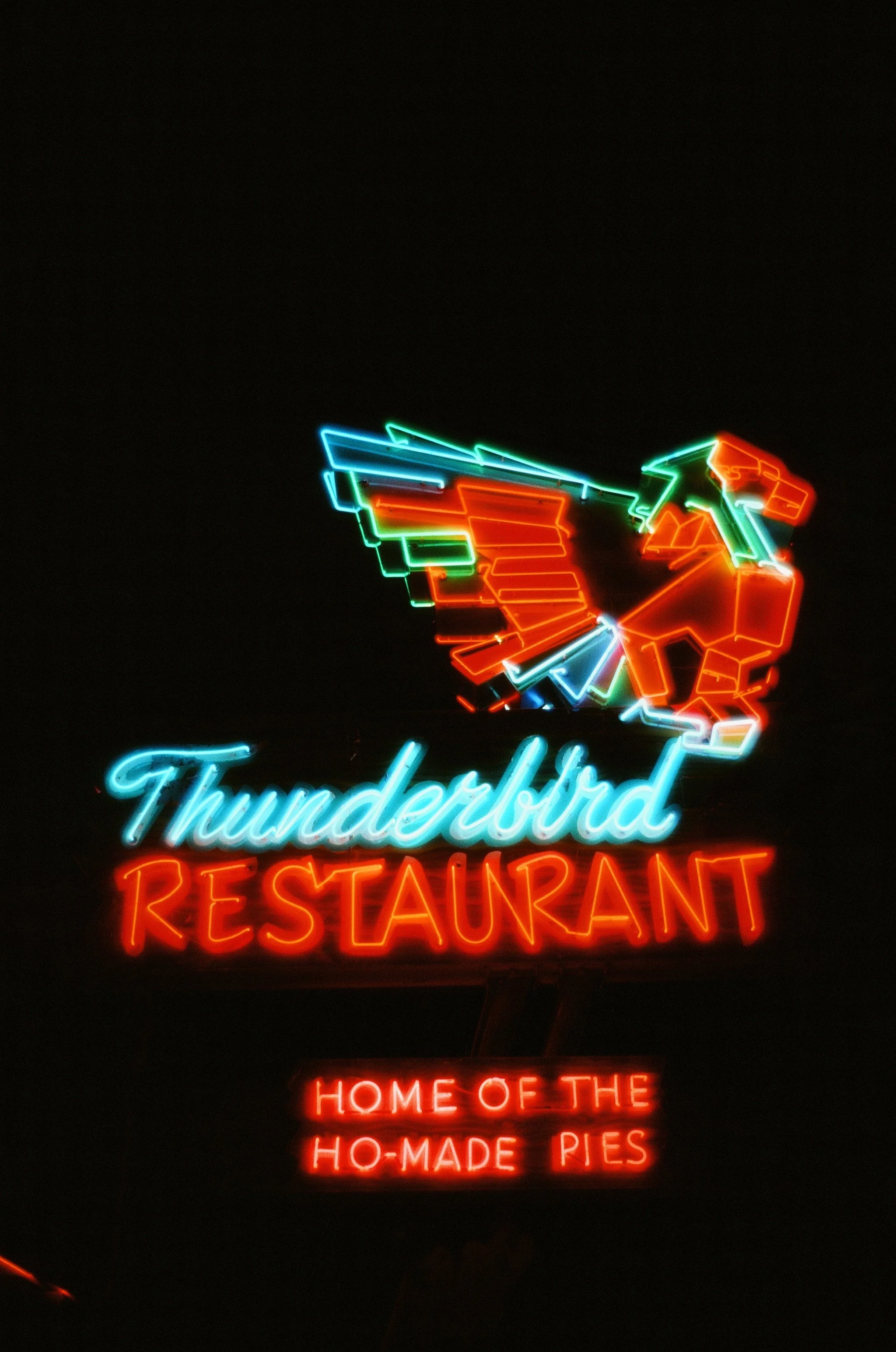 Thunderbird Restaurant Home of the Ho-Made Pies vintage neon sign