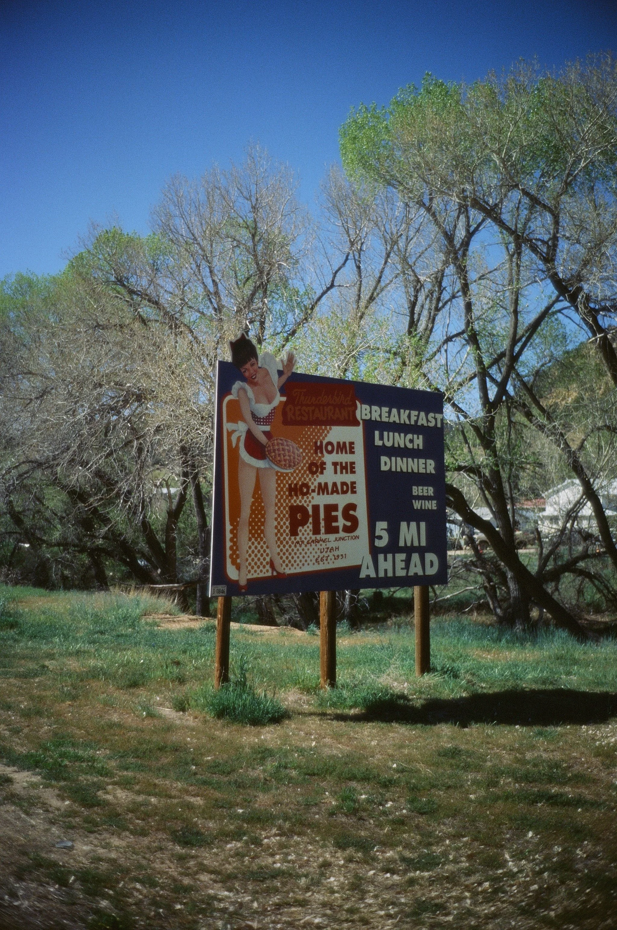 Thunderbird Restaurant Home of the Ho-Made Pies vintage street sign