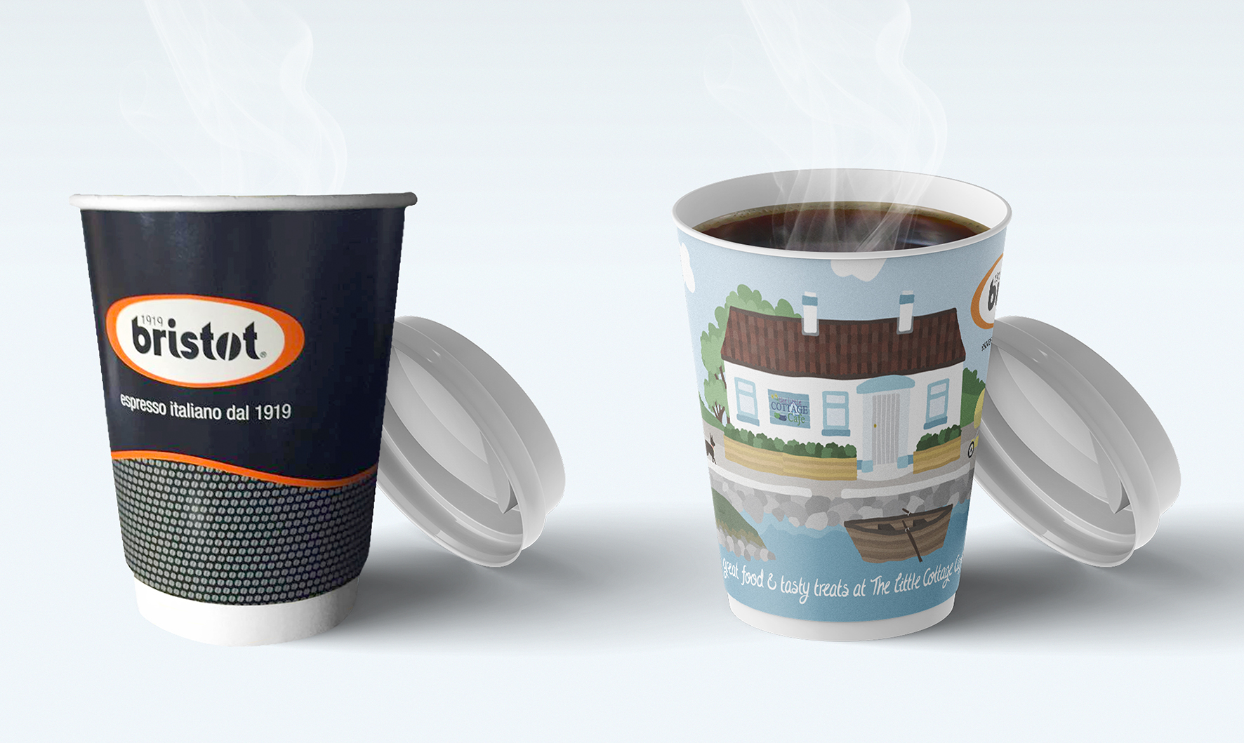 Left: Old Bristot takeaway cup, Right: New Bristot takeaway cup