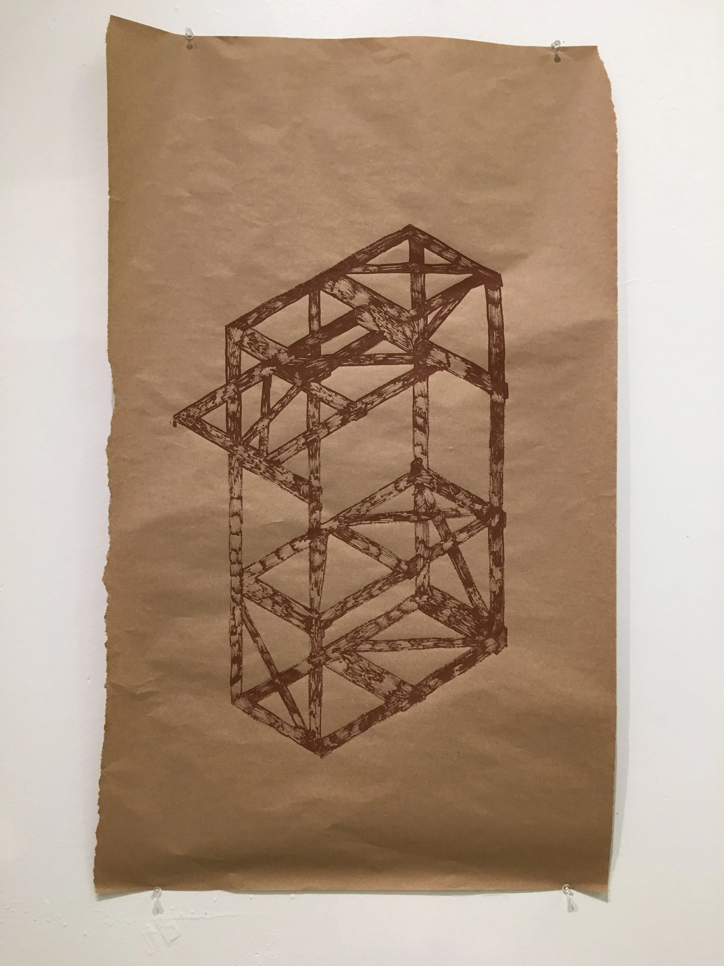  screen print on craft paper. 30 in. x 19 in. 2016. 