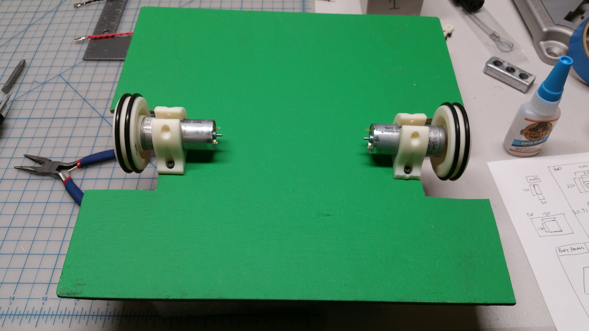 Motors and motor mounts tested on platform.