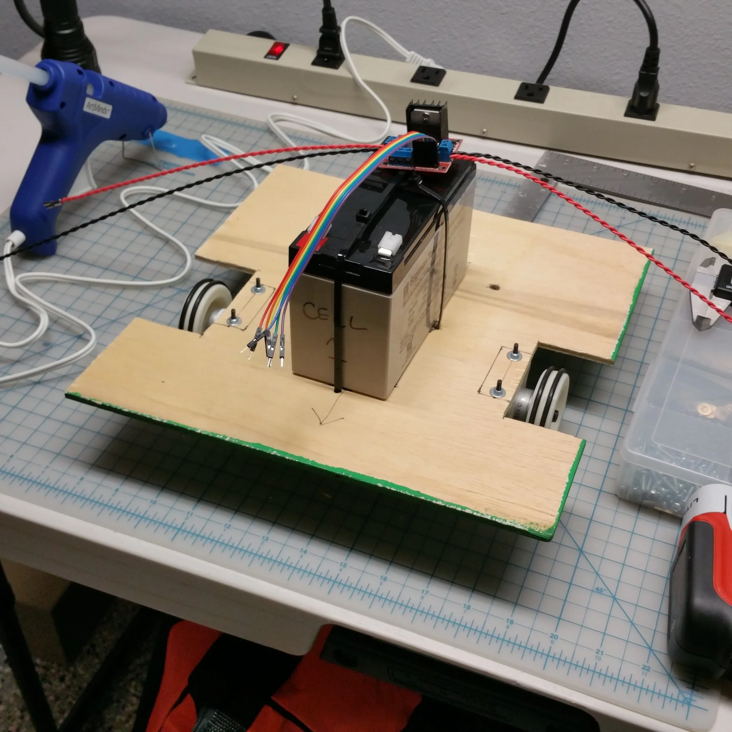 Testing out placement of hardware on platform.