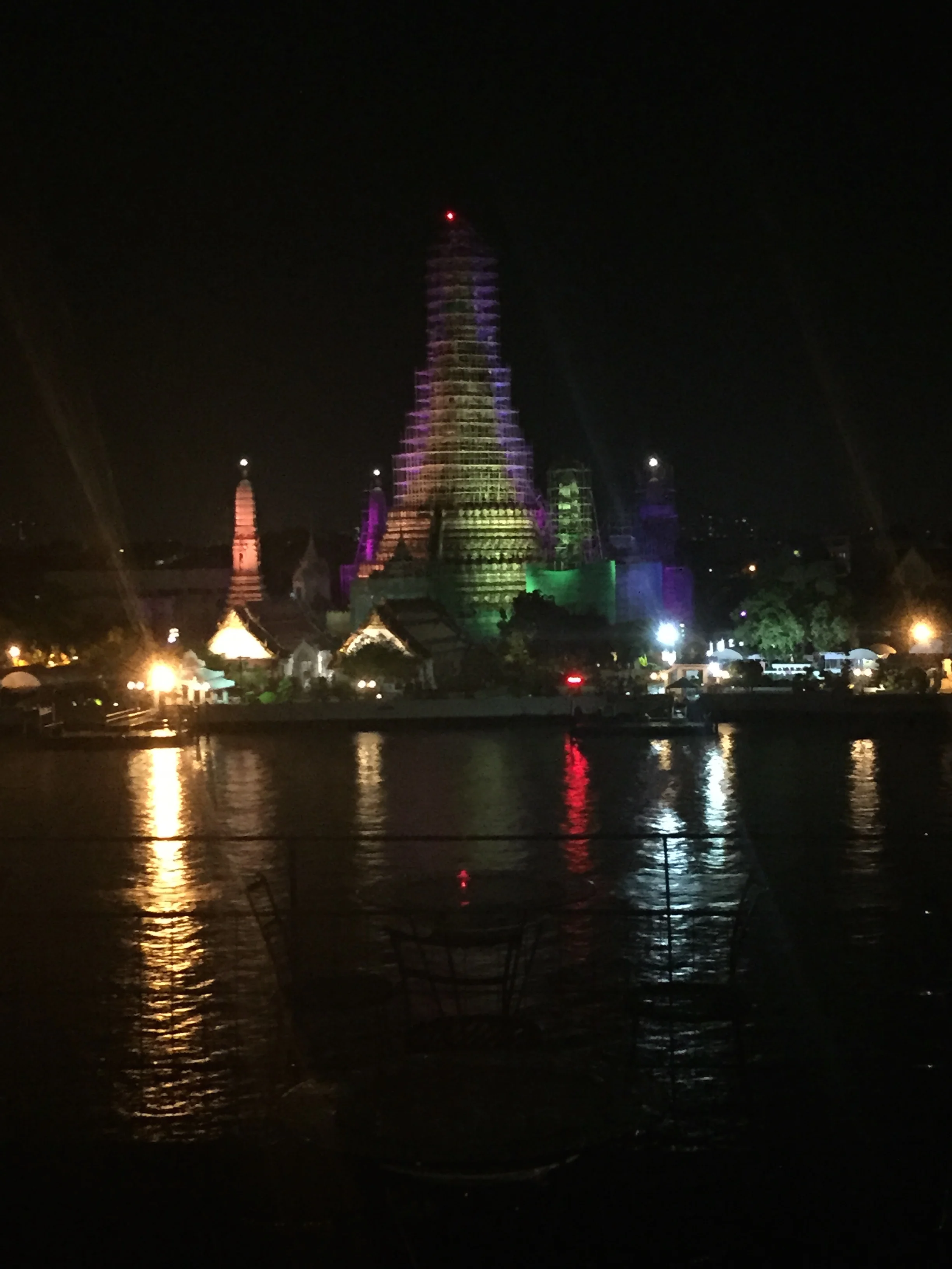 Wat Arem (one of the main attractions in Bangkok but it is under construction and covered in scaffolding. Luckily the night view hardly shows it!)