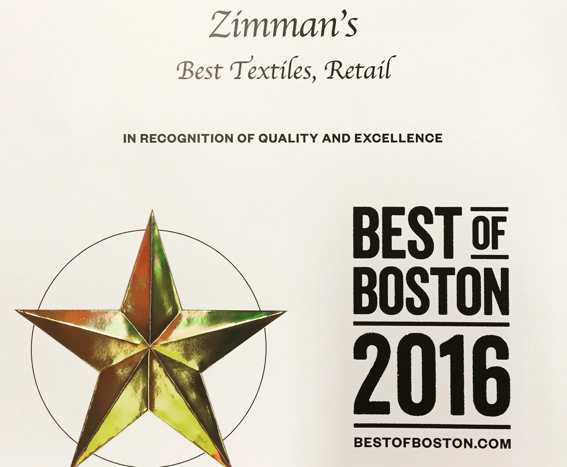 Zimman's Wins Best Of Boston Again!!!
