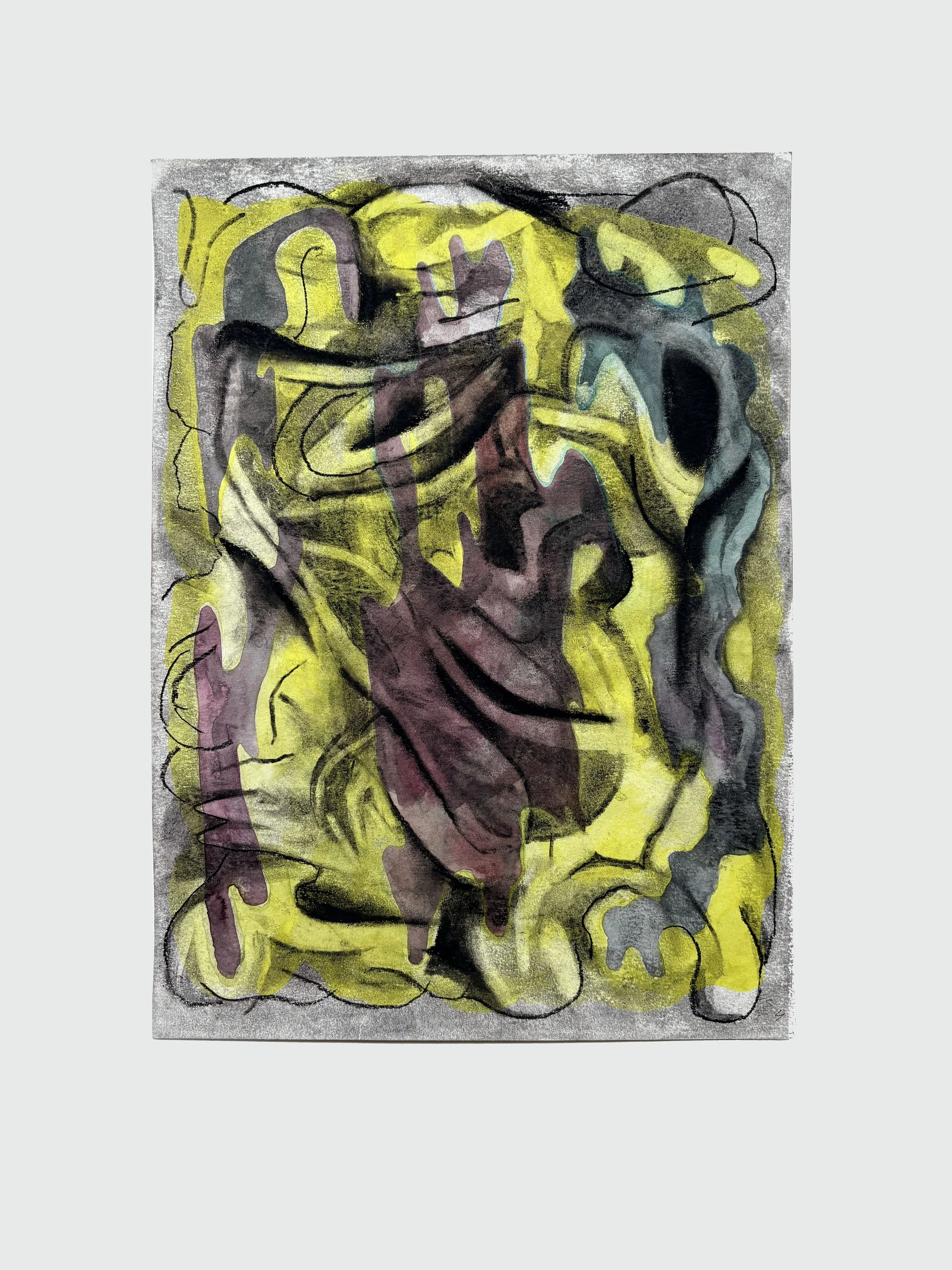   Untitled , 2026  Charcoal and watercolor on paper 