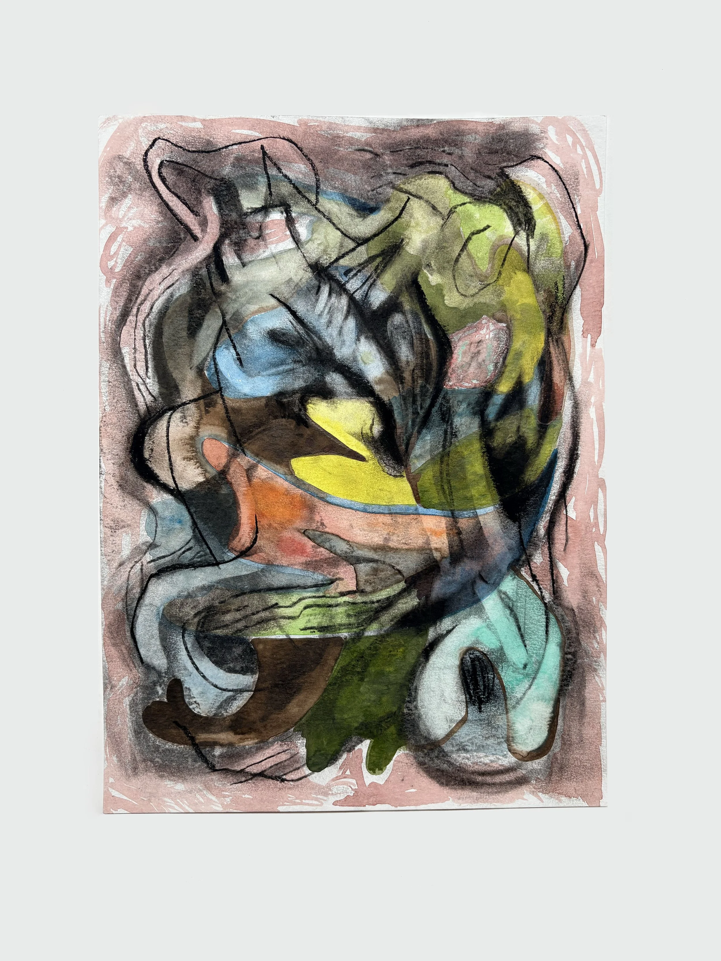   Untitled,  2026  Charcoal and watercolor on paper 