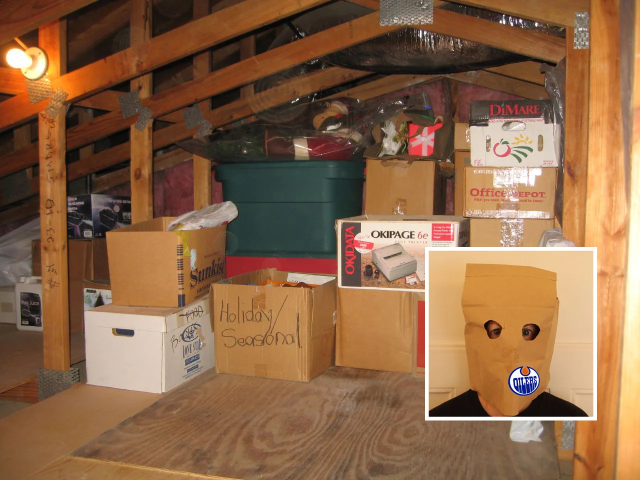 Oilers fan relieved to find paper bag still fits head perfectly — The Elbow