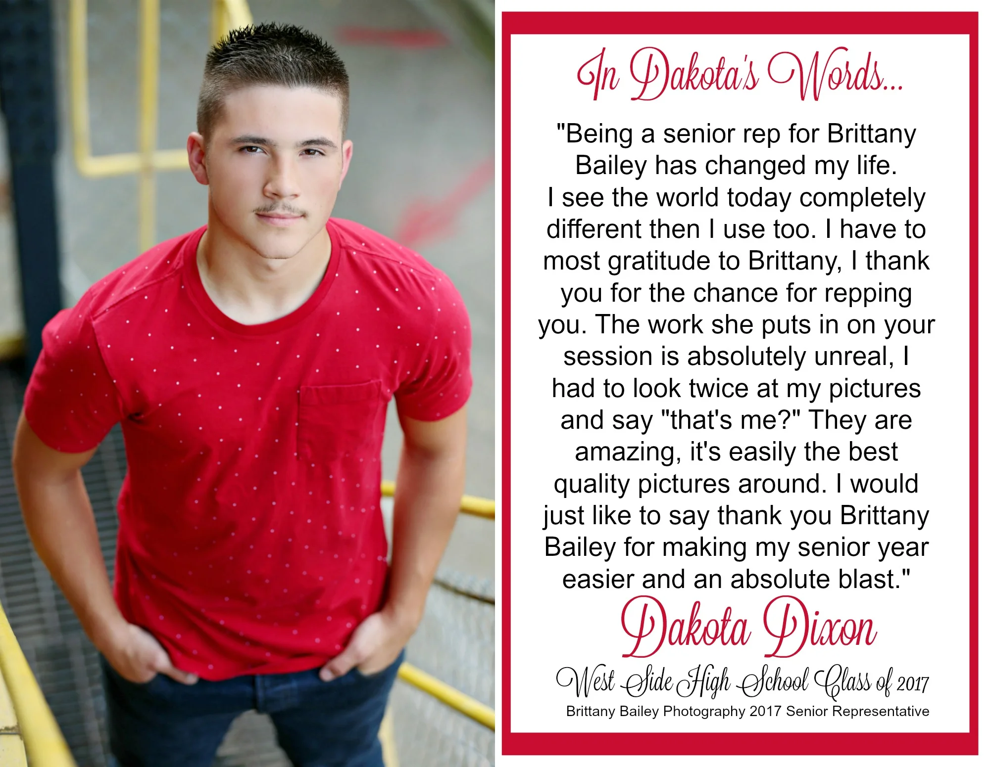 Dakota Dixon - West Side High School Class of 2017 Senior