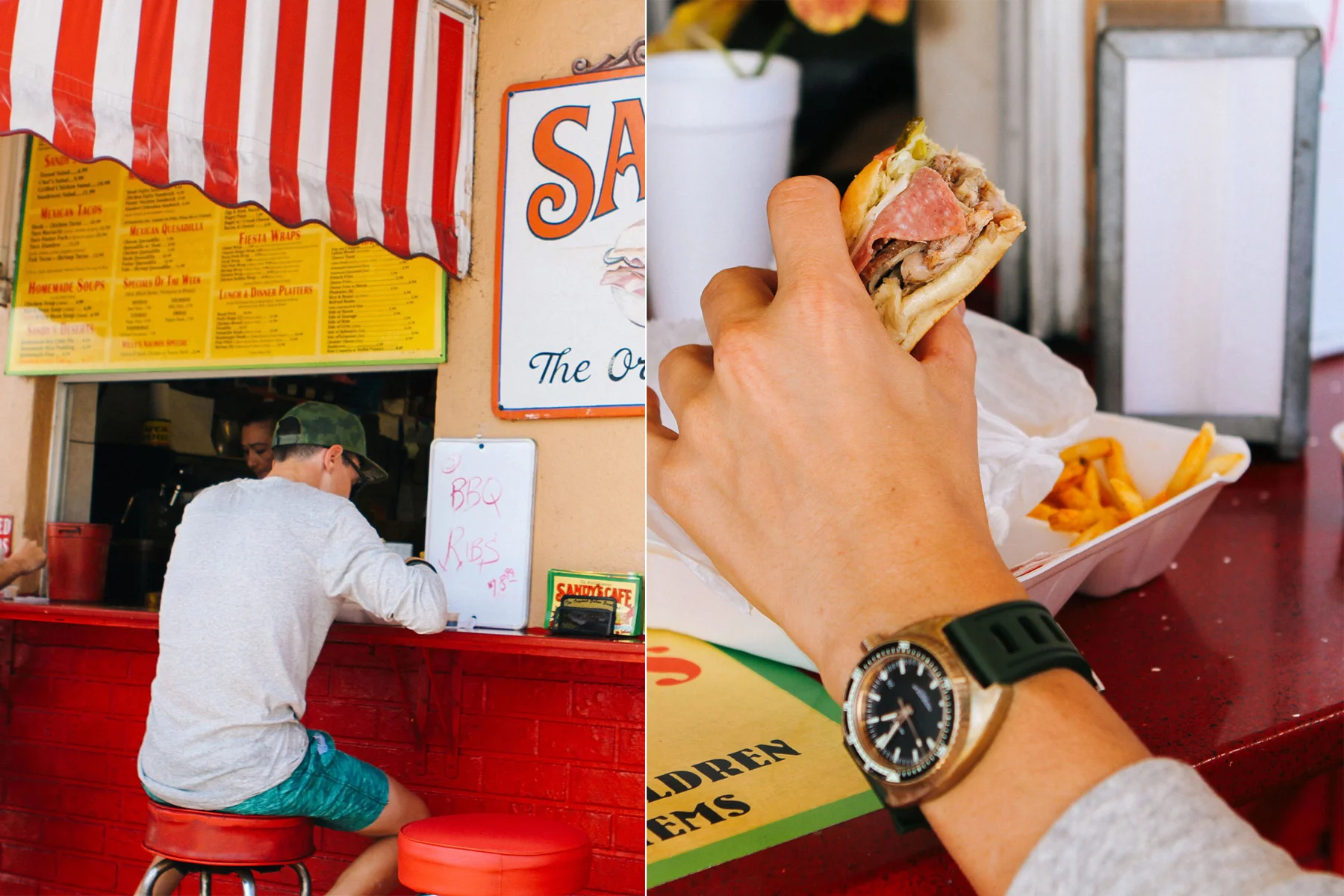   SANDY’S CAFE ,  1026 White Street  After spending a day snorkeling or fishing, there are few things that taste better than a perfectly grilled sandwich, shoestring potato fries, and a fresh slice of Key Lime Pie. 