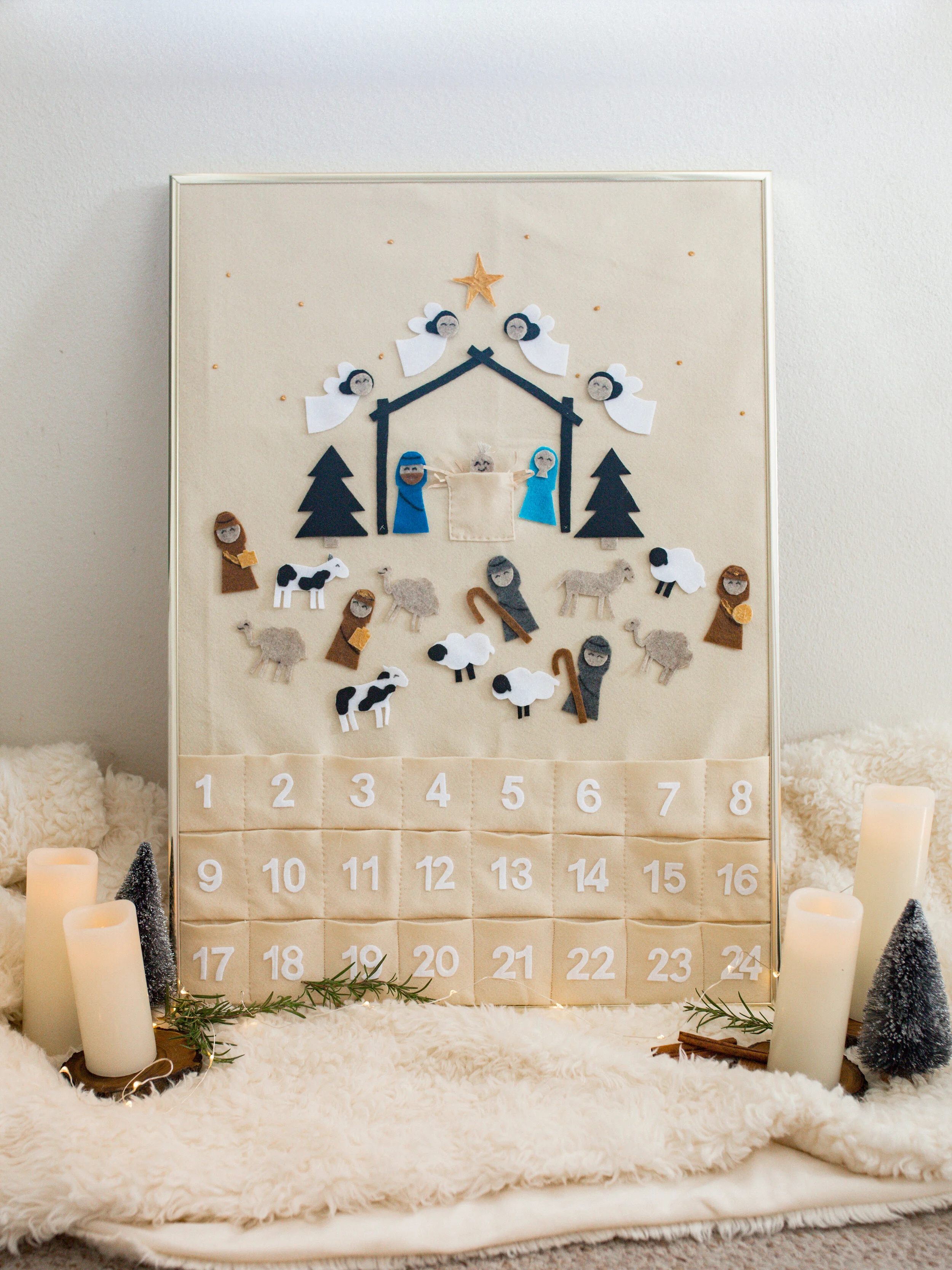 DIY Nativity Advent Calendar Felt Board with Cut Out Pattern