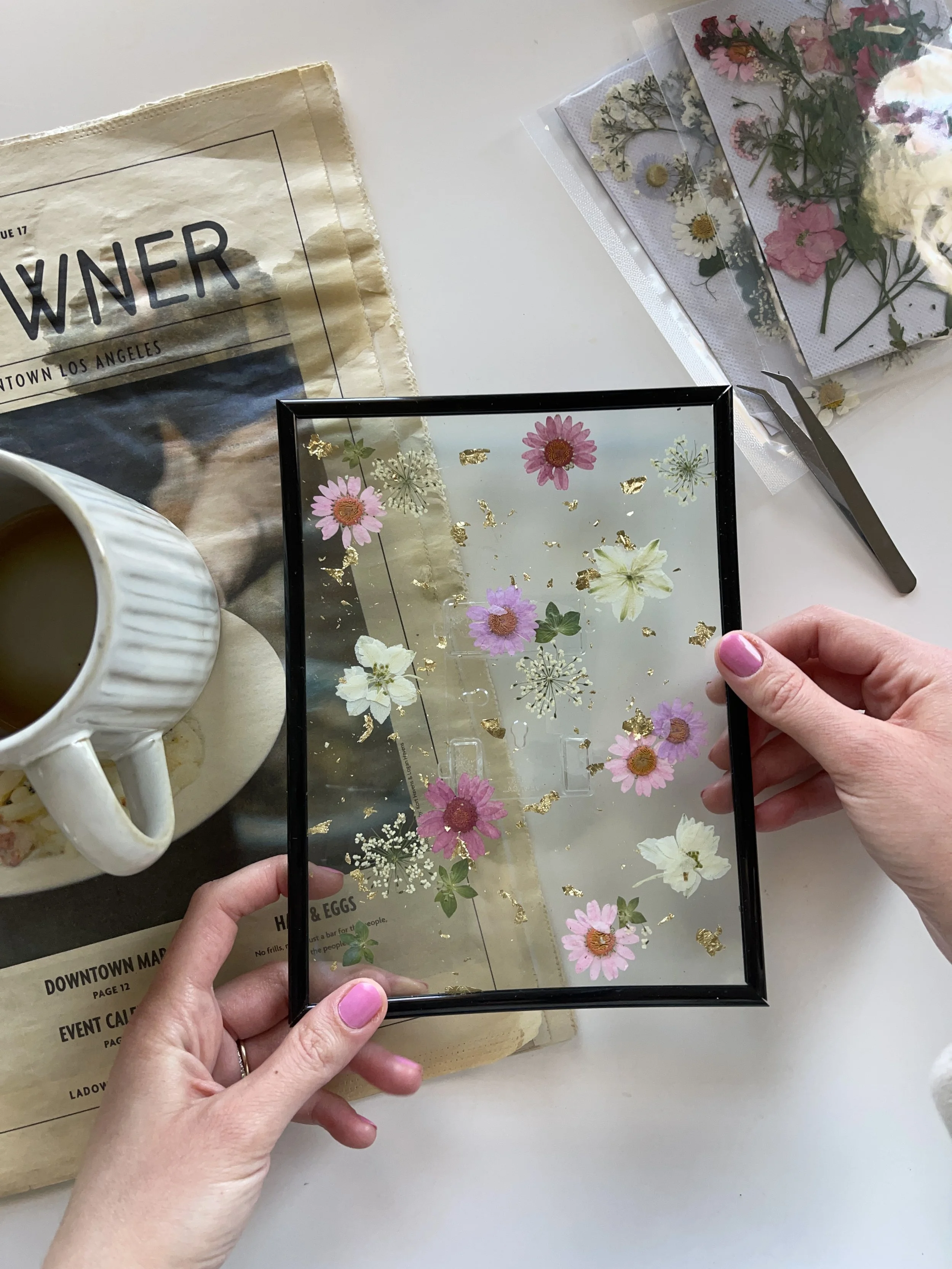 Pressed Flower Gold Leaf Art