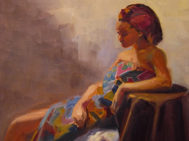 Batik Dress 16x20 oil on canvas