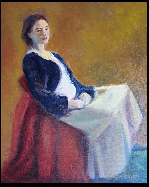 Model with Black Bolero 16x20 oil on canvas