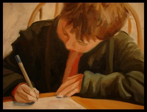 Ollie Homework 18x24 oil on canvas