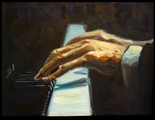 Piano Hands 18x24 oil on canvas