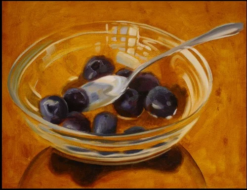 Blueberries on Ochre 16x20 oil on canvas