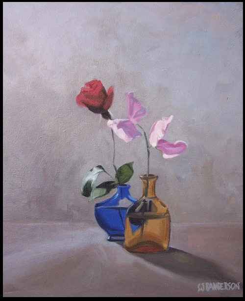 Flower with Glass Vases Small 20x24 oil on canvas