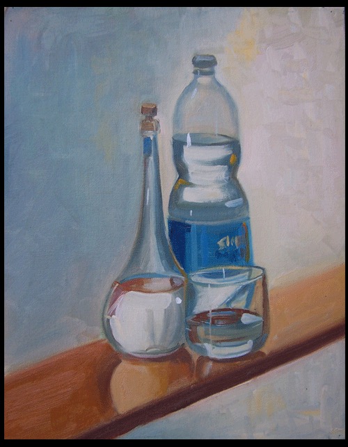 Italian Water and Grappa 14x18 oil on canvas