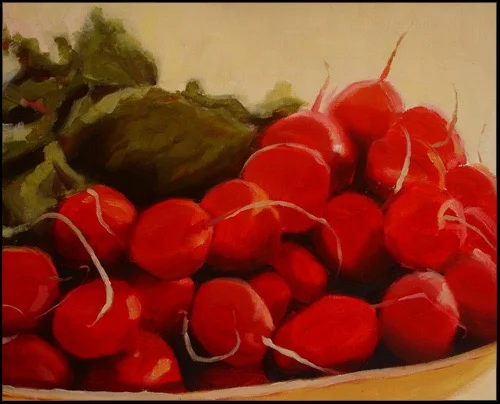 Radish Large Bunch 16x20 oil on canvas