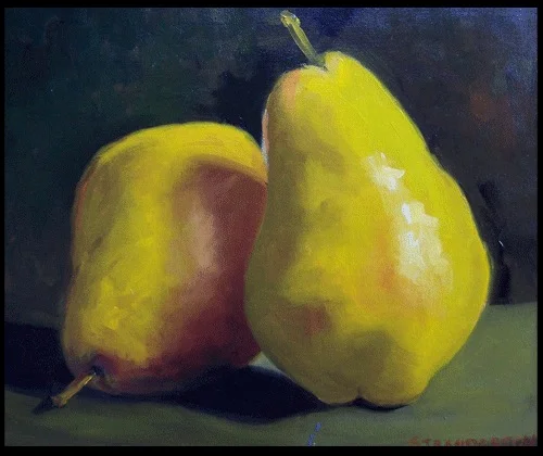 Two Pears 16x20 oil on canvas