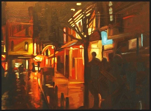 Going to the Late Show 11x14 oil on canvas