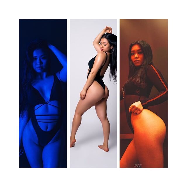 Variety is the spice of life right?? @jessiee_chen  always killed in the 📸 lab  but who did it better? 
@__pix7  or @snakks 😅😅📸 #dcphotographers #dcmodels #creatives #art #photographystudio #studio #photoshoot #colorlighting #modeling