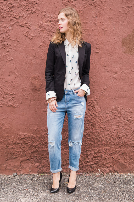 Ripped jean best sale look