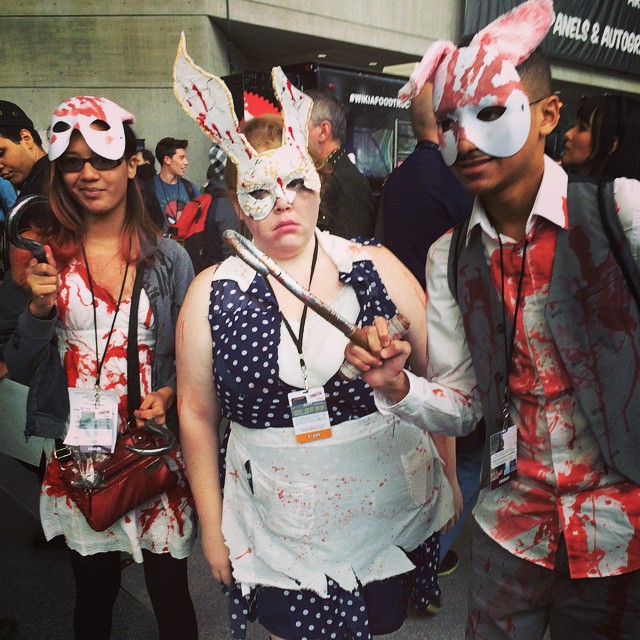 Erin cosplaying as Splicer from the video game Bioshock, also at Comic Con 2014.