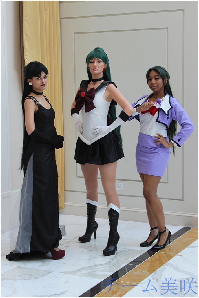 Raven (far right) as Setsuna Meioh (Sailor Pluto) from Sailor Moon, at the Katsucon convention earlier this year.