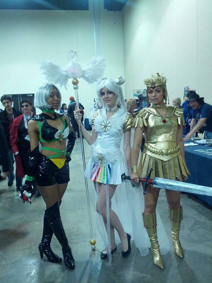 At Katsucon 2014, Raven cosplayed the character Sailor Star Healer. “The other two girls are Sailor Cosmos, in the white, and Sailor Galaxia, in the gold. I needed a picture with them as we’re all from the same season of Sailor Moon (Stars) and it’s rare to see those characters.”