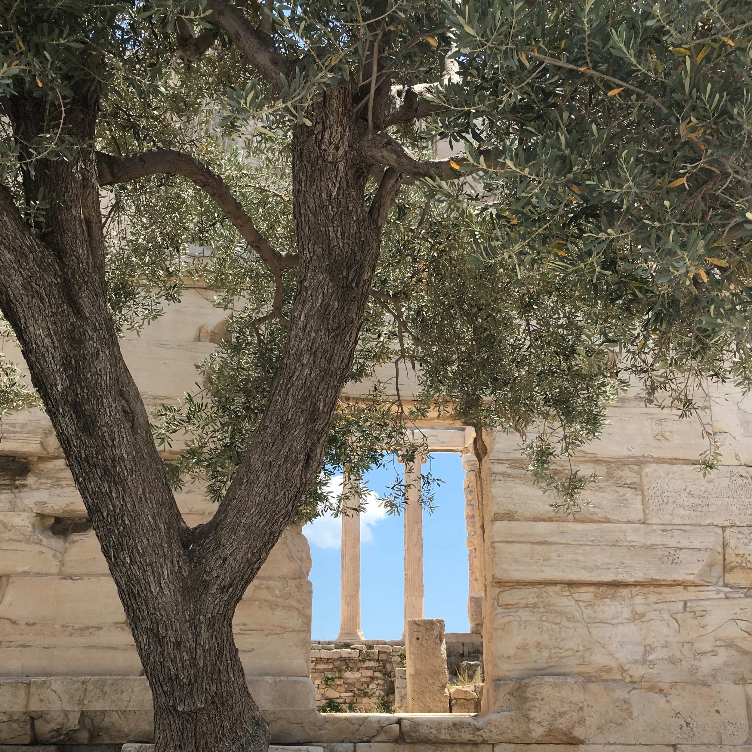 A peek at the sky through the Erechtheion temple on the Acropolis, very close to the Parthenon.