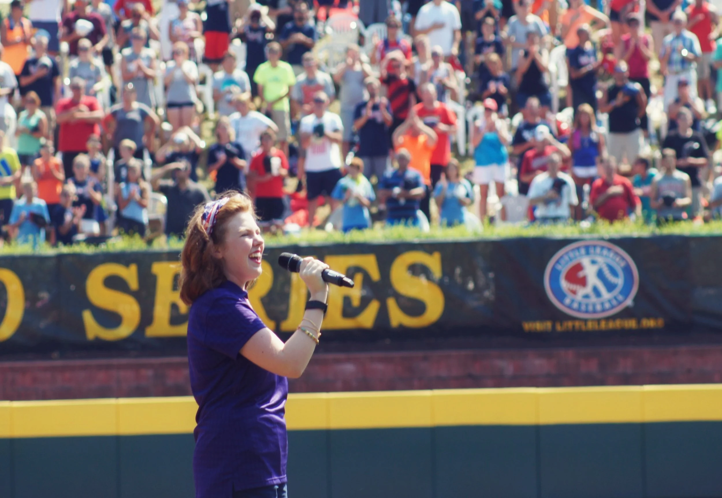 Performing the "Star Spangled Banner" at the Little League World Series in Williamsport, Pennsylvania in August.
