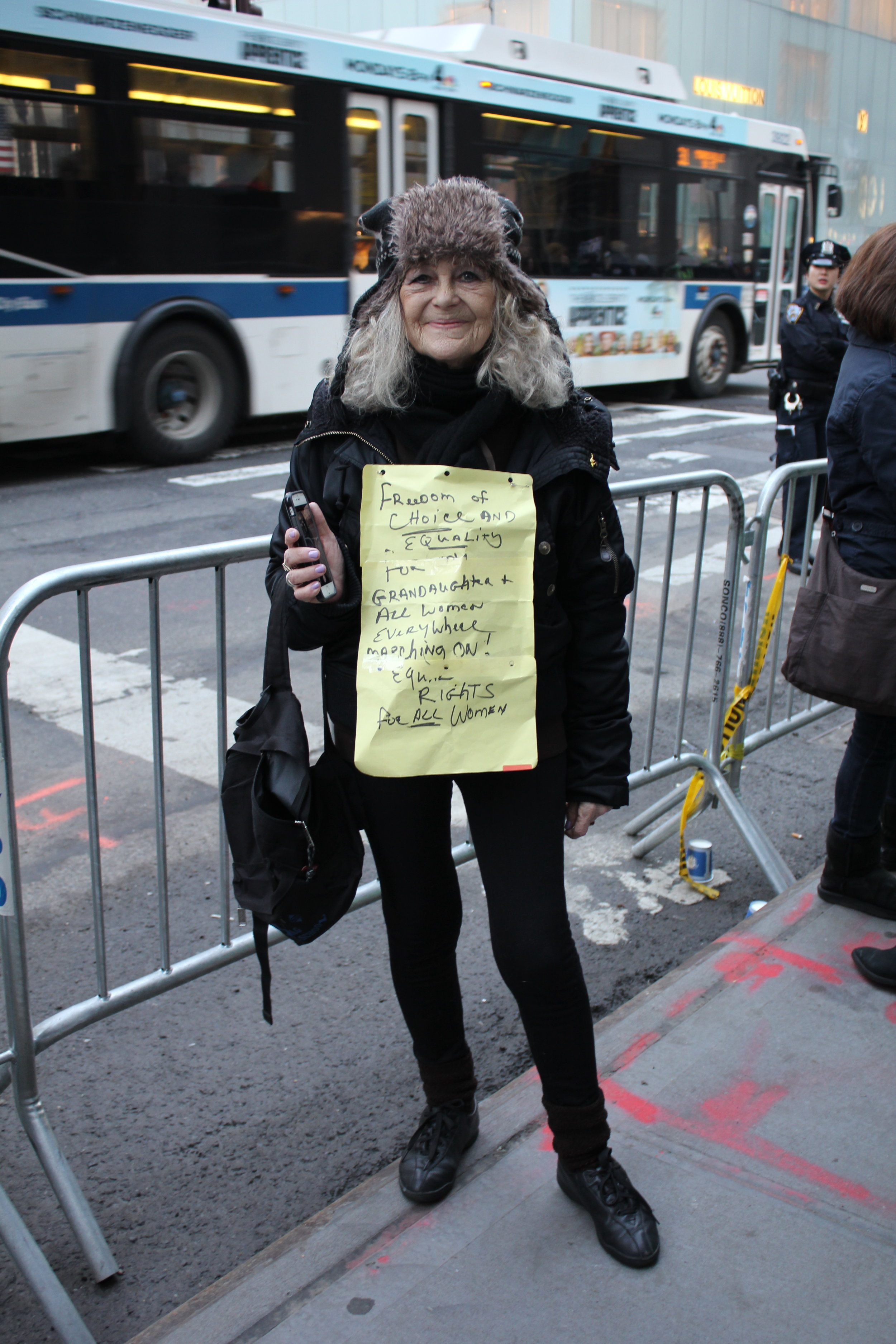 Anna with her self-made sign