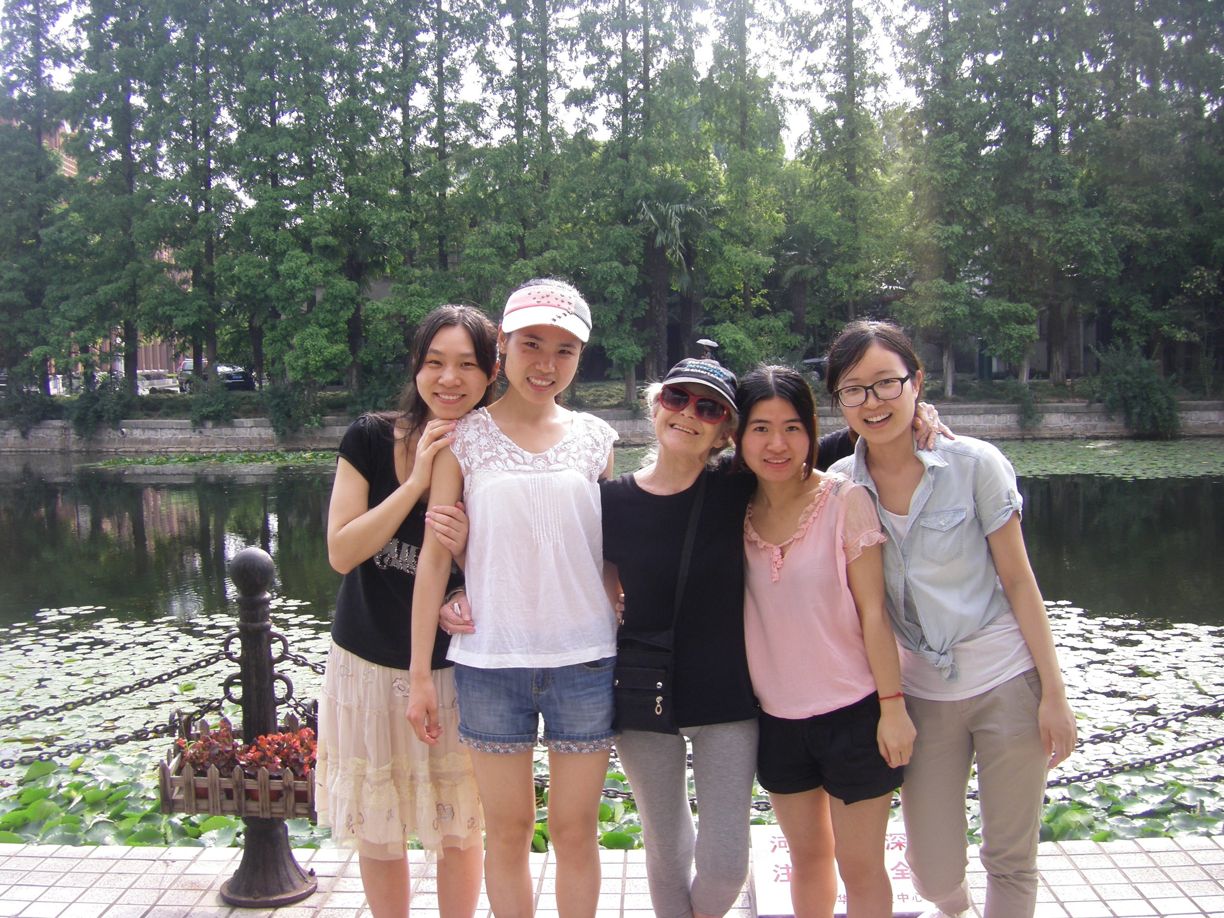 Anna with her graduated students at ECNU in Shanghai, 2016. "They were hanging out with me that day after graduation and we went for pizza down the street."
