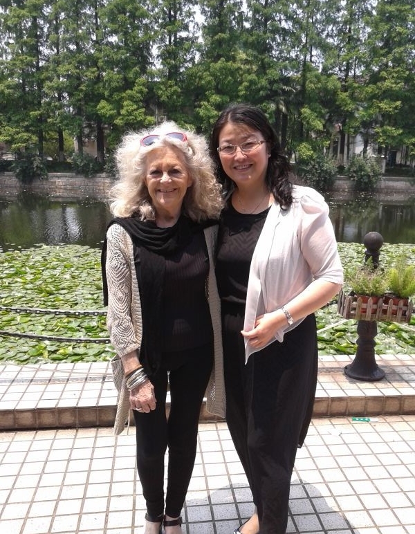 Anna with her friend and colleague Holly at East China Normal University (ECNU) in Shanghai, 2014.