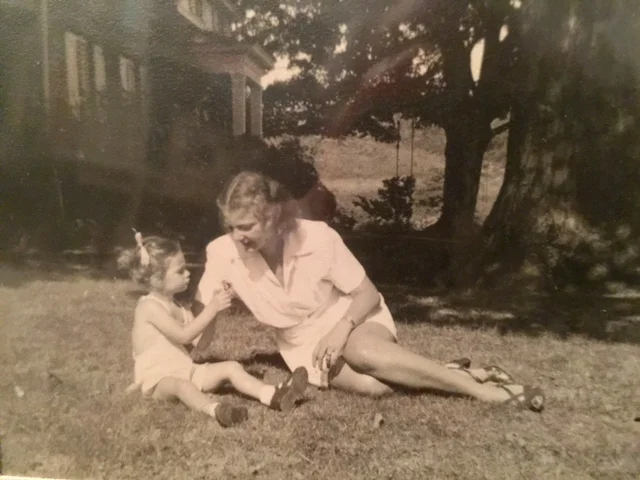 Caroline at about age 3 with her mother.