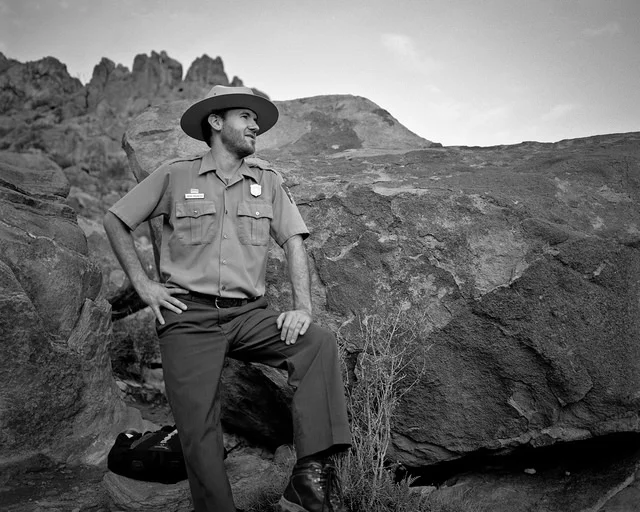 Rangers are a big part of what makes the National Parks great. Ranger Brian took us on an unforgettable sunrise hike to Balanced Rock. Mamiya RZ67, Kodak Tri-x film.