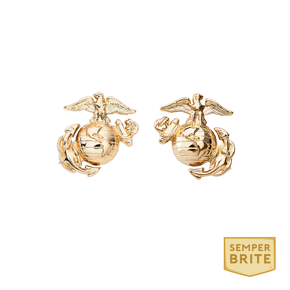 Enlisted Dress Marine Corp Collar Devices, Semper Brite Finish (Set)   Kennedy Insignia