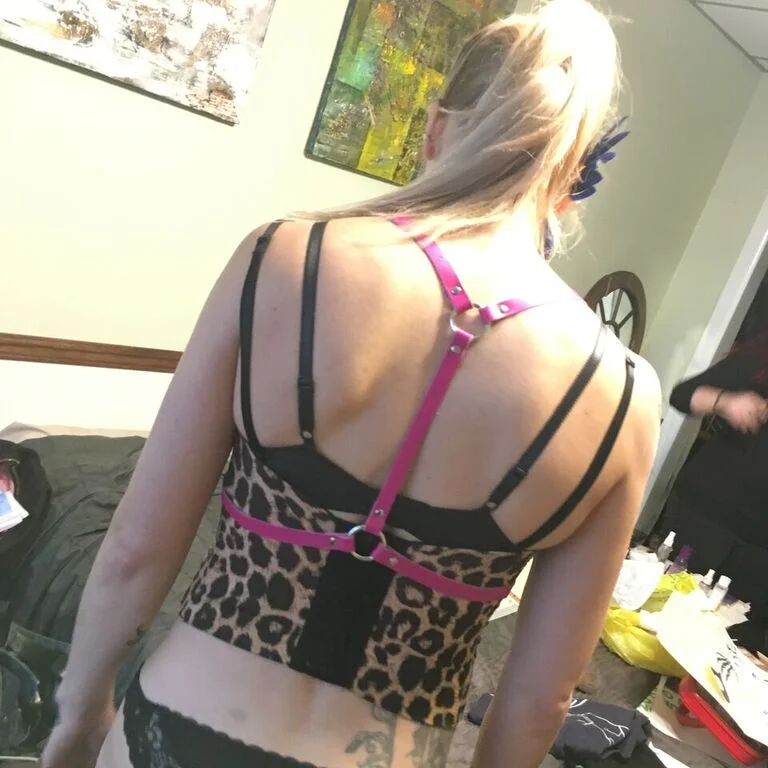 Pauline Sherrow wearing custom harness created for short film "Sell Your Body"