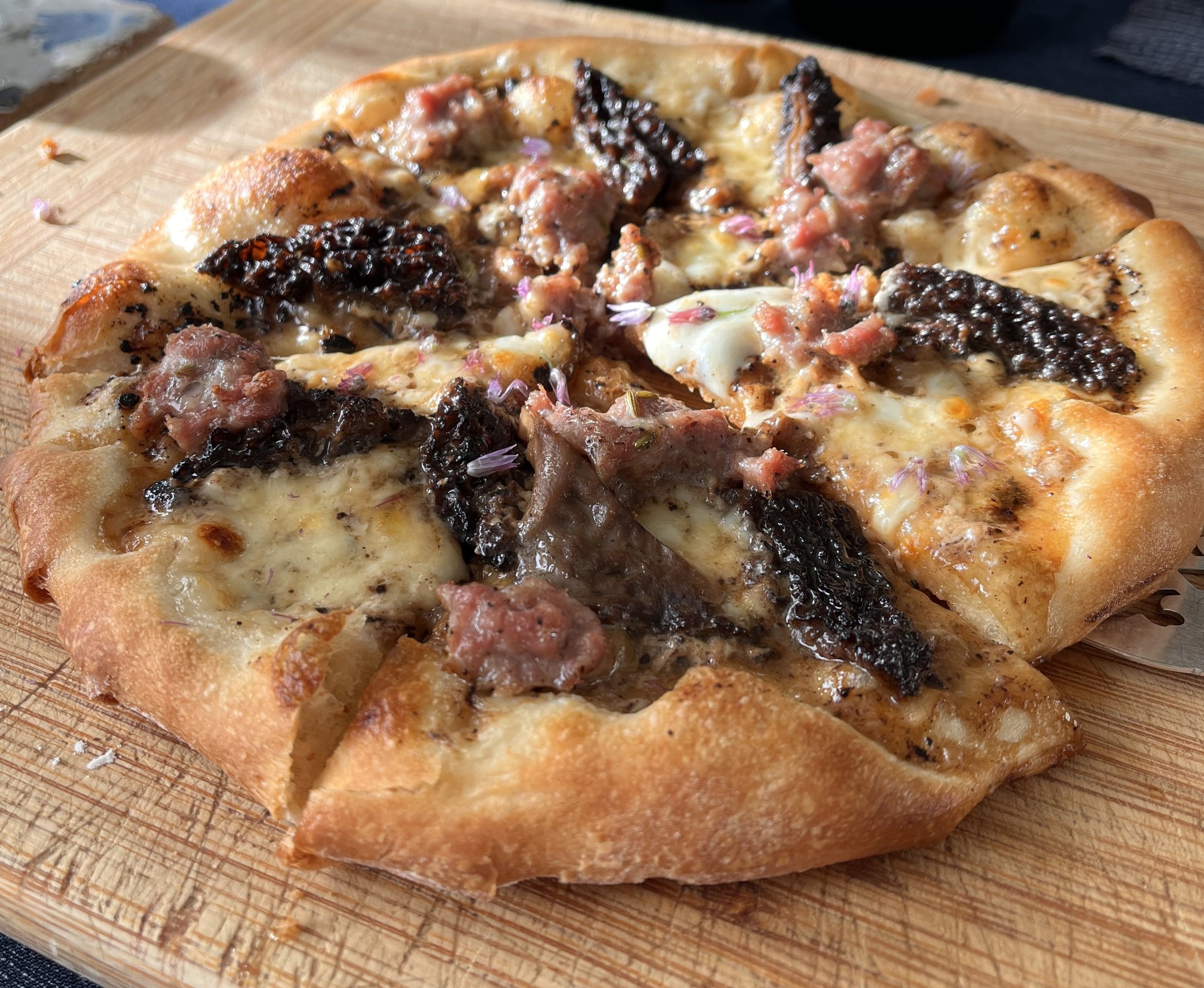 Pizzetta with Morels, Black Garlic and Fontina Cheese