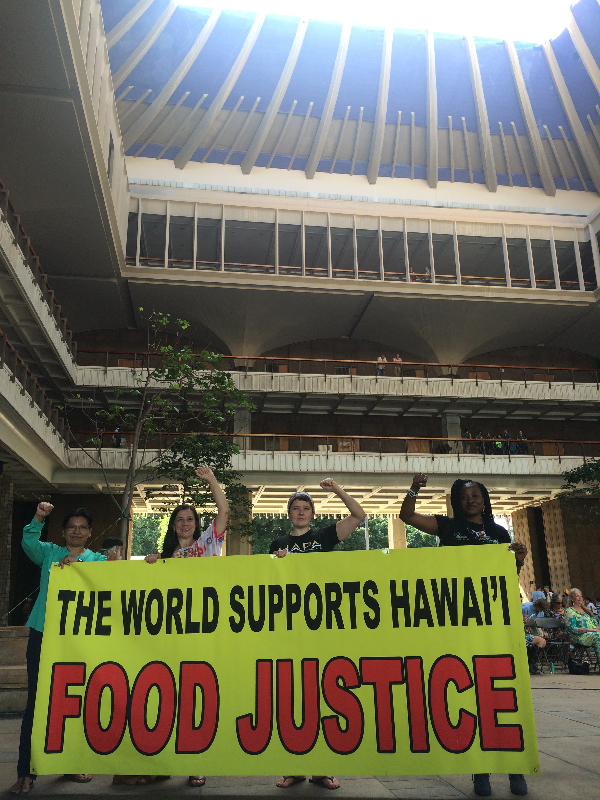 Food Justice Speakers from Malaysia, Mexico, Switzerland and Nigeria make a statement at Opening Day of the Legislature on January 20, 2016.