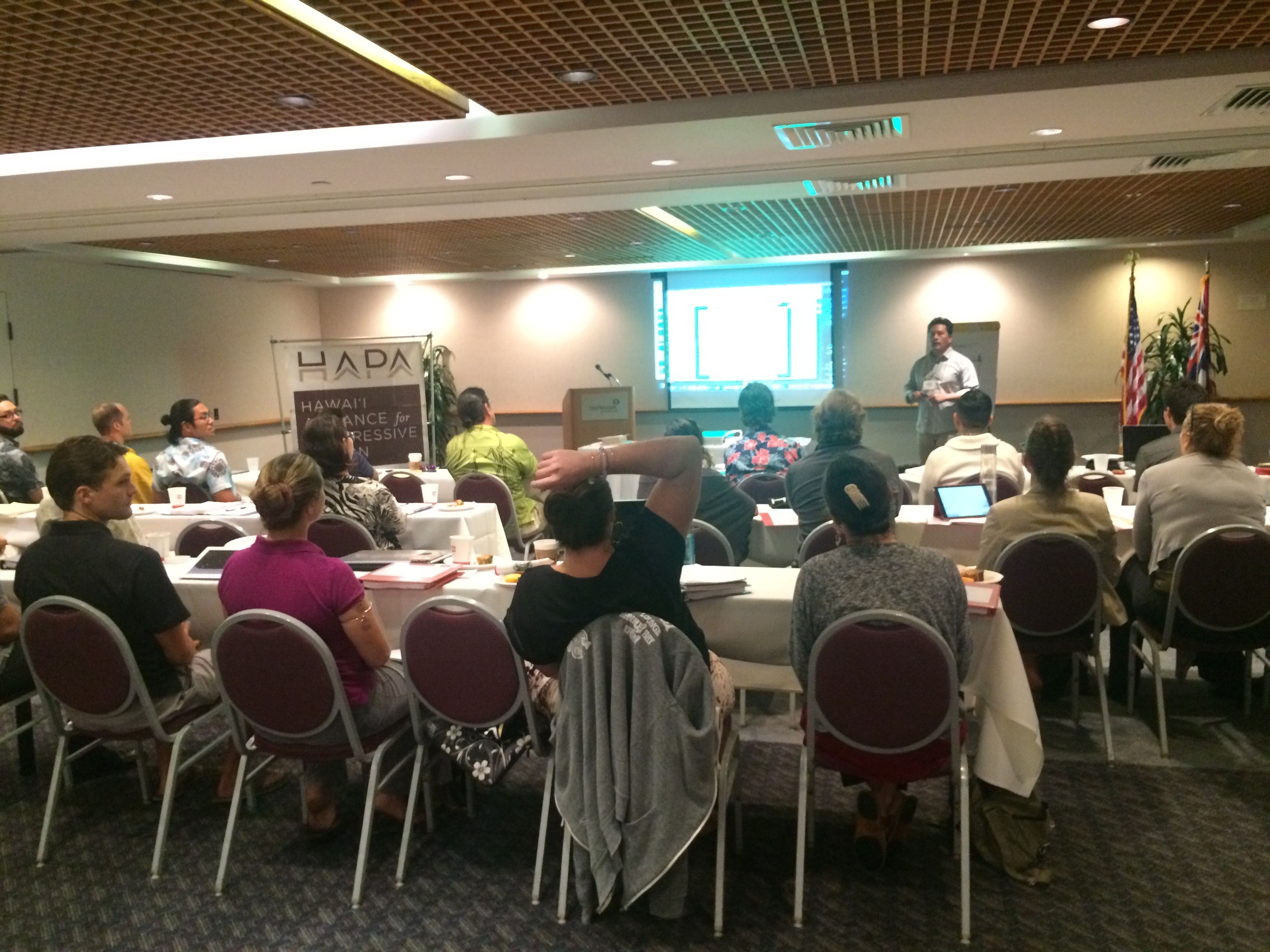 Kuleana Academy Alliance Partners presented educational sessions on a variety of issues including labor rights, environmental protections, homelessness, economic justice, and Hawaiian cultural and political context.