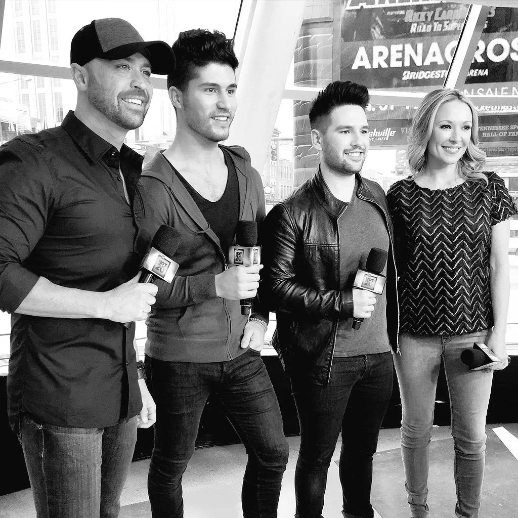 Dan and Shay co-hosting CMT Hot 20 Countdown with Cody Allan and I in 2015. Great guys.