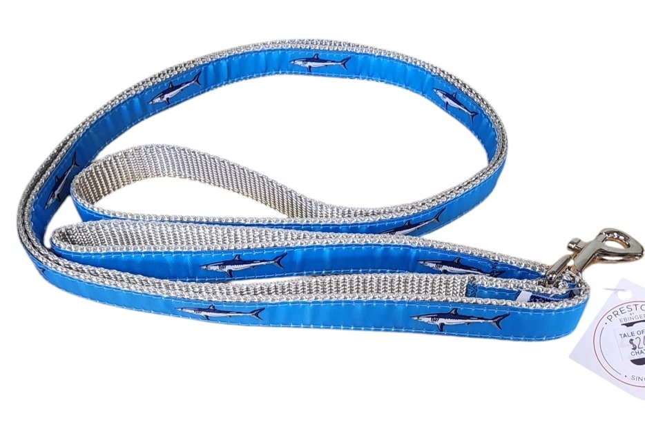 Preston Leather Dog Leashes- Sharks