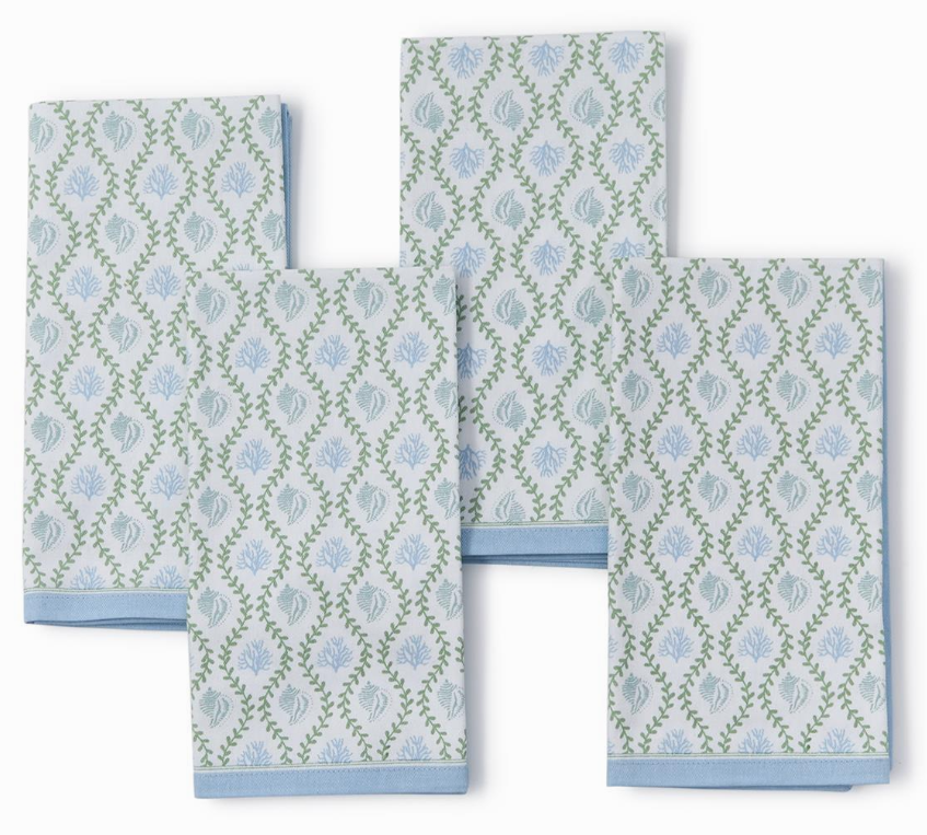 Coastal Block Print Cloth Napkins